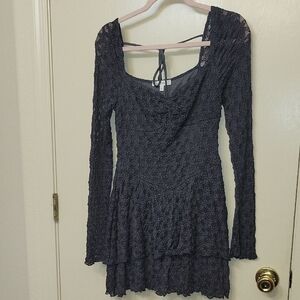 Elegant Long Sleeve Dress in Charcoal